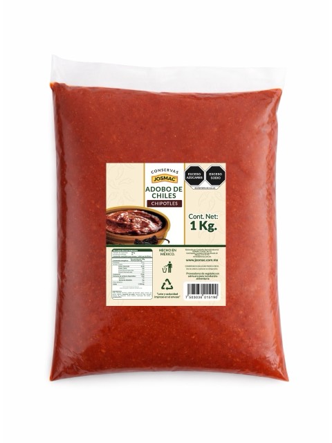 Adobo de chiles chipotles Josmac, bolsa pouch 1 kg.