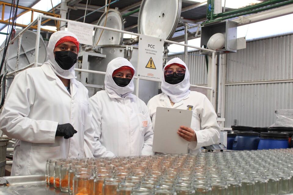 Equipo de calidad de Josmac en un punto crítico de control de la línea de producción.