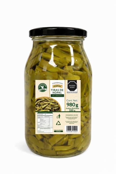 Nopales en tira Josmac en frasco de vidrio, 980 g.